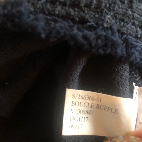 Banana Republic Navy Blue Knit Boucle Ruffle Sleeve Top S - Picture 9 of 14